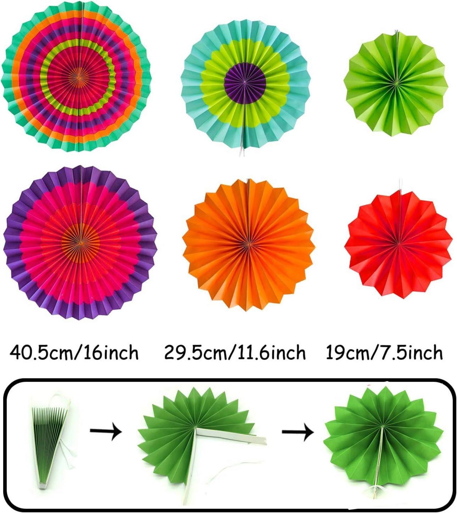 ZERODECO Party-Deko Set Papierfächer Pompons Latexballons Girlanden Konfetti