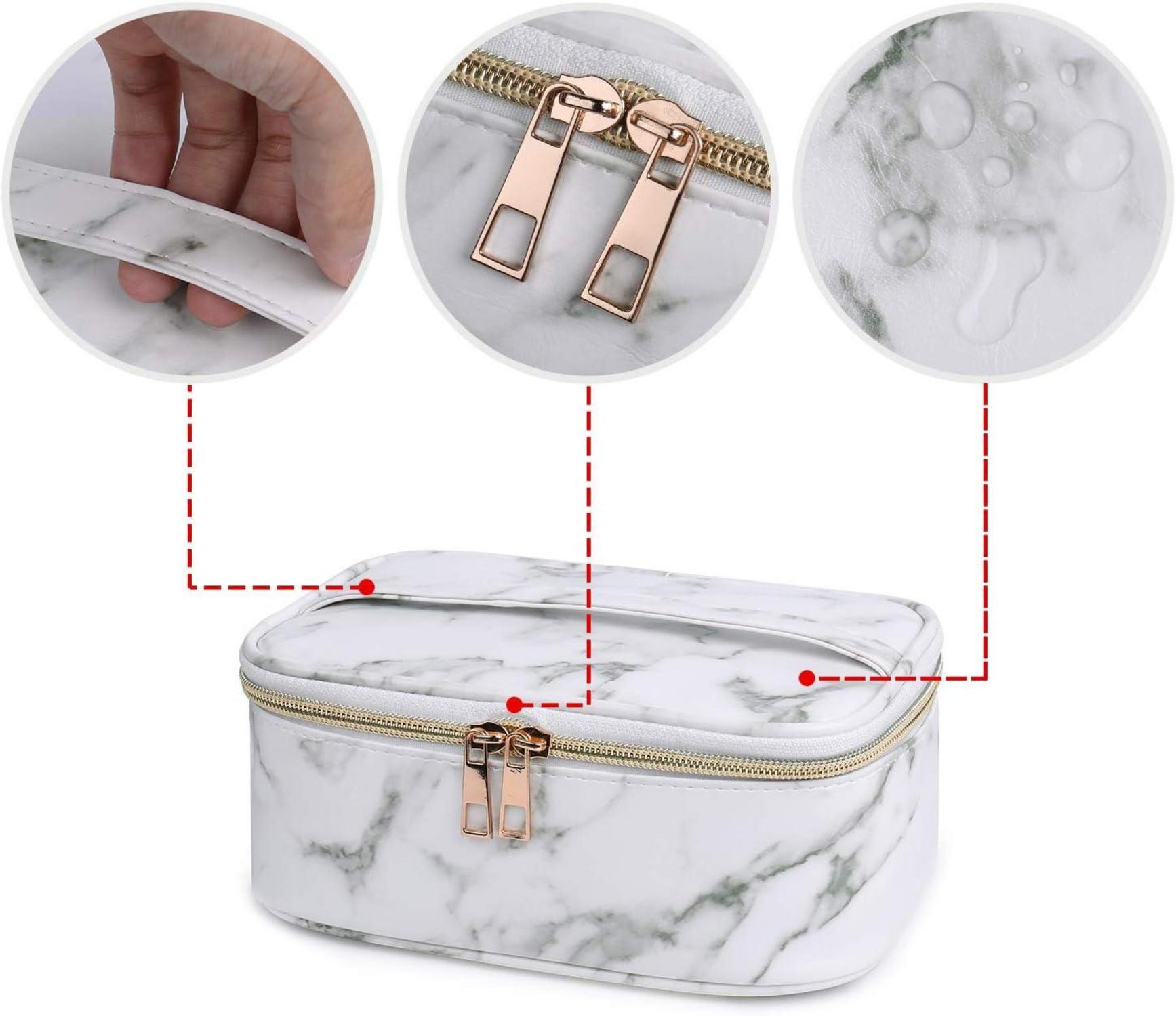 3er Set Make Up Taschen Kulturbeutel PU-Leder Marmor