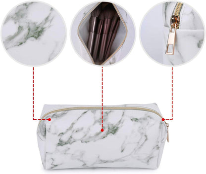 Make Up Tasche Kulturbeutel 3er Set PU-Leder Marmor