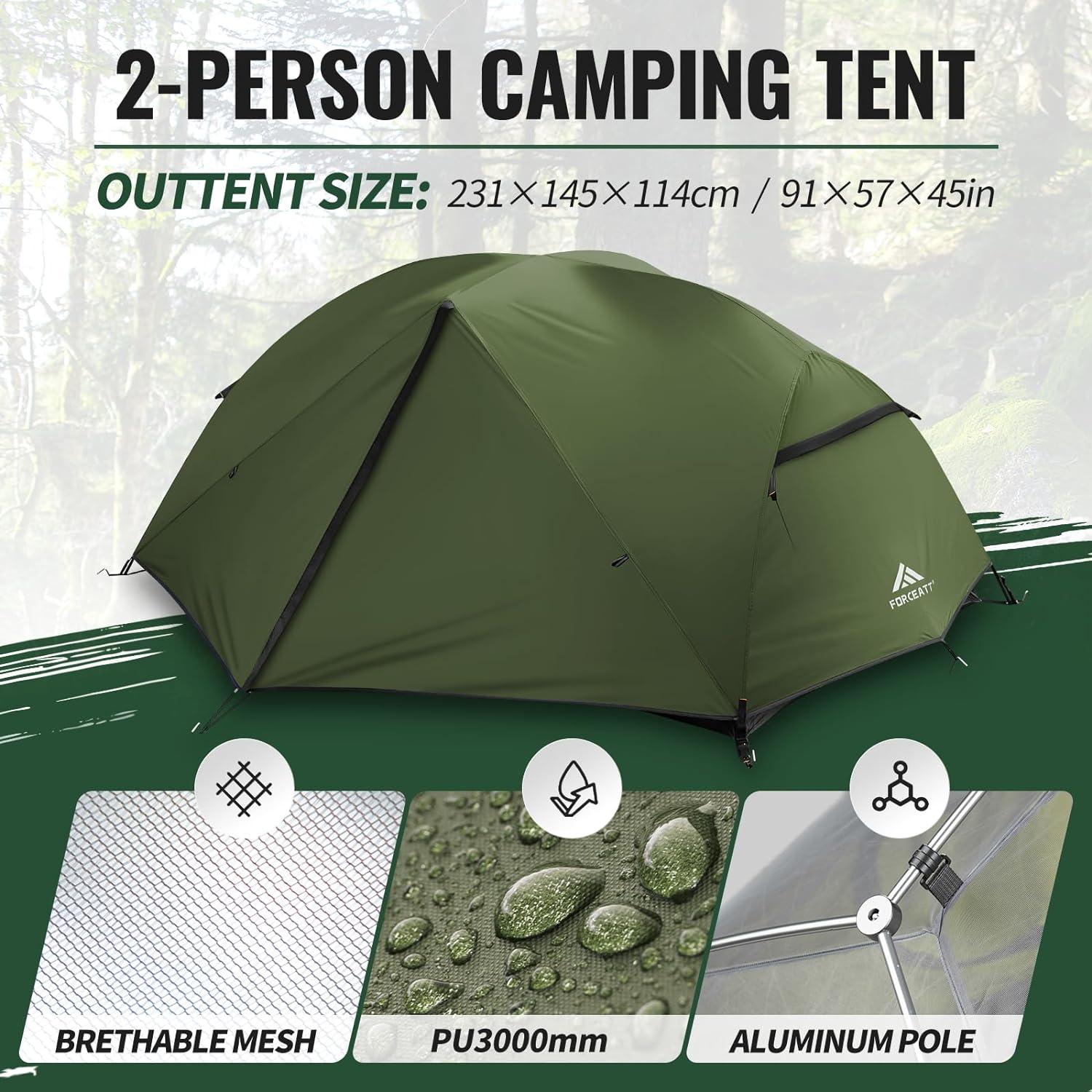 Forceatt Zelt 2-3 Personen Camping Wasserdicht Winddicht 3-4