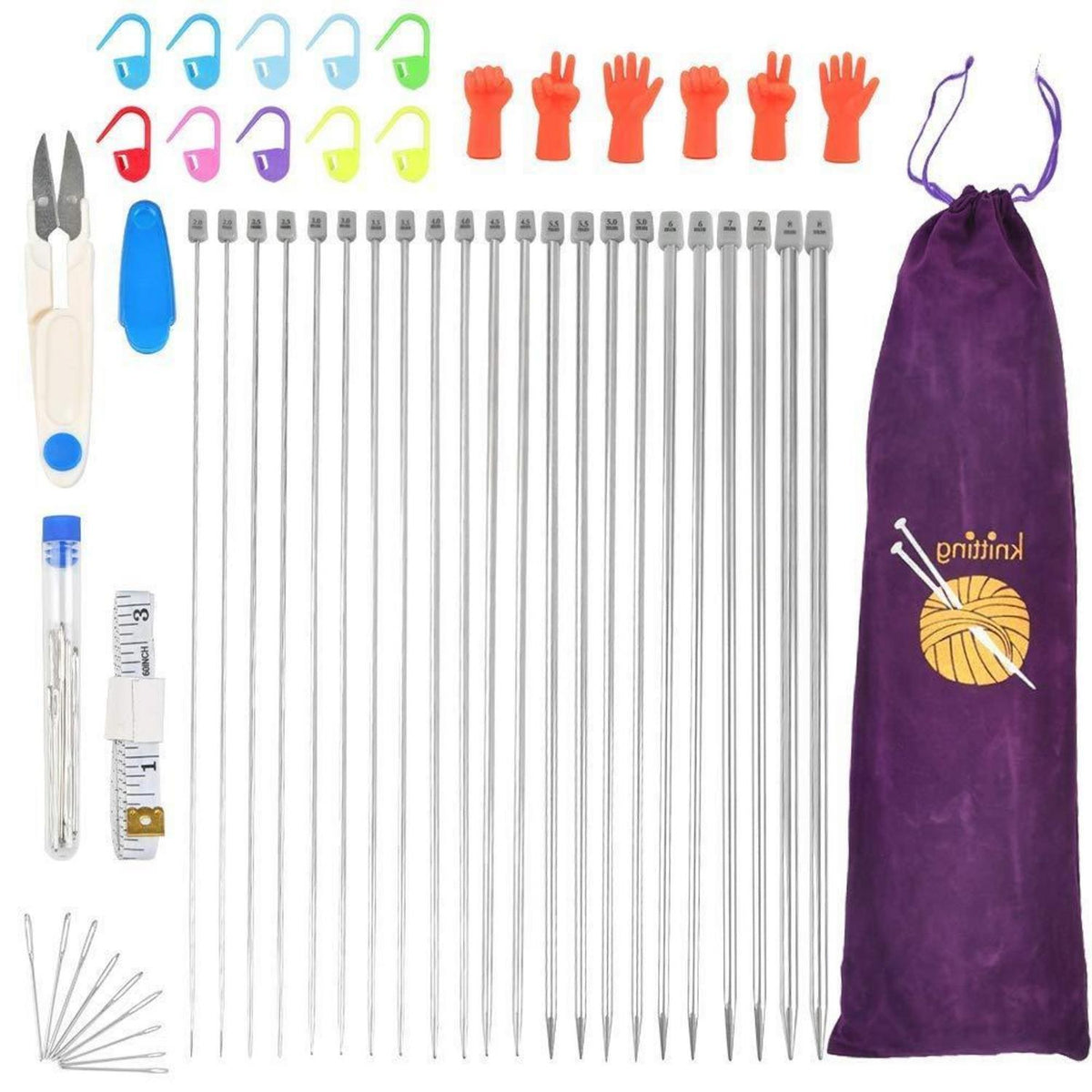 50-teiliges Stricknadel-Set aus Aluminiumlegierung für DIY Projekte