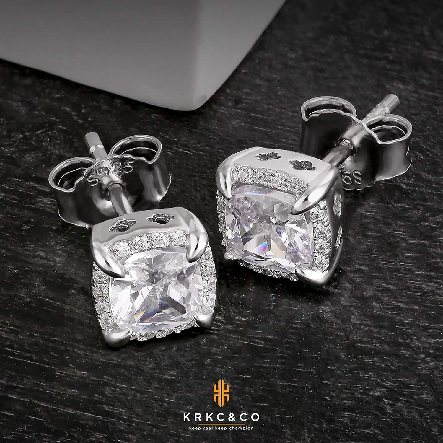 KRKC&CO Herren Silber 925 Zirkonia Ohrstecker Blau