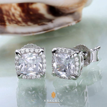Herren Ohrringe 925 Silber Iced Out Ohrstecker Zirkonia Allergiefrei Geschenk 7mm
