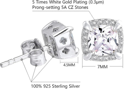 Herren Silber 925 Ohrstecker Iced Out Gold Zirkonia 7mm