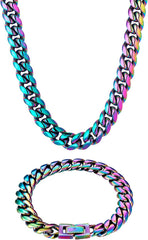 Cuban Link Chain und Armband Set Gold/Weißgold 18K