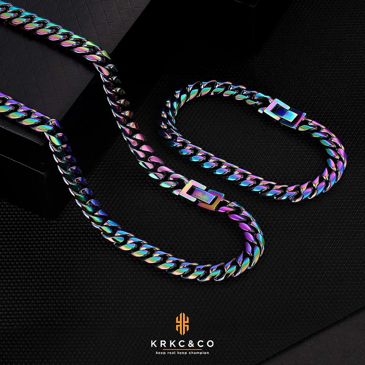 KRKC&CO Cuban Link Chain & Armband Set, 18K Gold/Weißgold