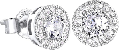 Iced Out Ohrstecker mit Zirkonia Steinen Blau Weiß 925 Silber