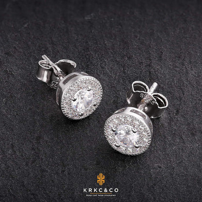 KRKC&CO Herren Silber Ohrringe 925 mit Zirkonia Steinen Blau