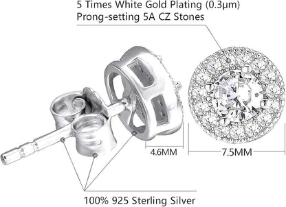 KRKC&CO Herren Ohrstecker Silber 925 Iced Out Zirkonia Blau