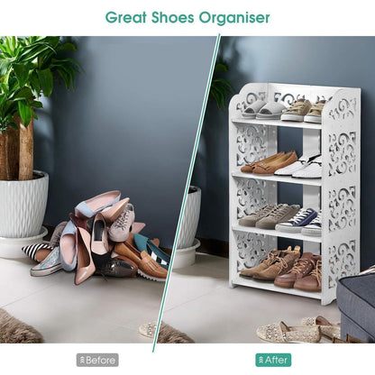 4-geschossiges Schuhregal PVC – Weiß für Schuhe & Co.
