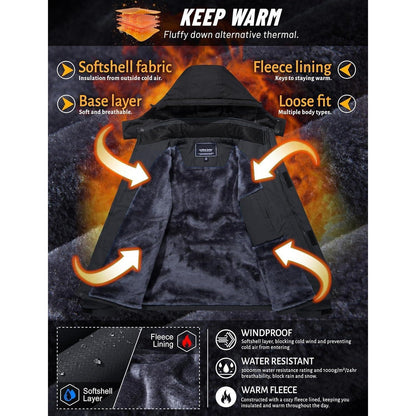 Herren Winterjacke wasserdicht & winddicht mit Fleece-Futter
