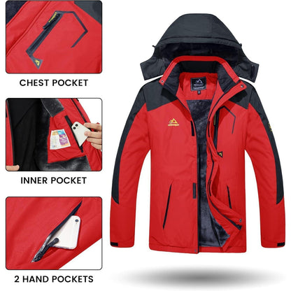 Herren Winterjacke wasserdicht warm gefüttert rot 3XL