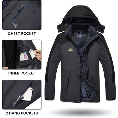 Herren Winterjacke wasserdicht & winddicht mit Fleece-Futter