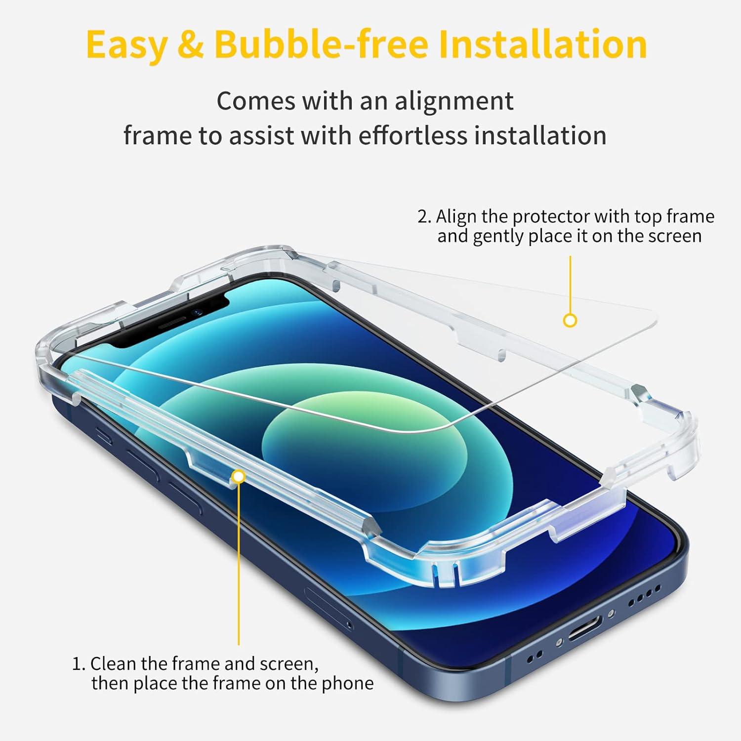 Panzer Schutz Glas für iPhone 12/12 Pro [3 Stück] 9H Härte