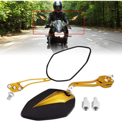 Motorrad Rückspiegel Set Gold/Chrom, Universal 8mm/10mm