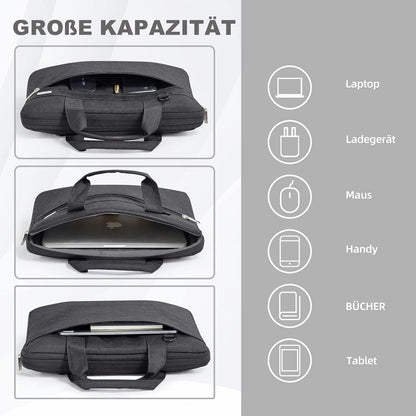 Voova Laptoptasche 15,6 Zoll Wasserdicht, Stoßfest, Umhängetasche, Kompatibel mit Apple Dell HP Schwarz
