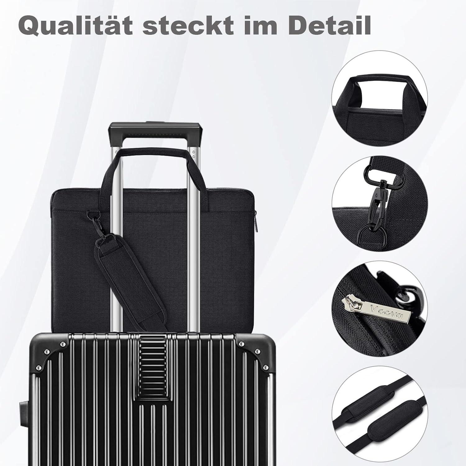 Laptoptasche 15-16 Zoll Wasserdicht 360°Schutz Stoßfest Schwarz