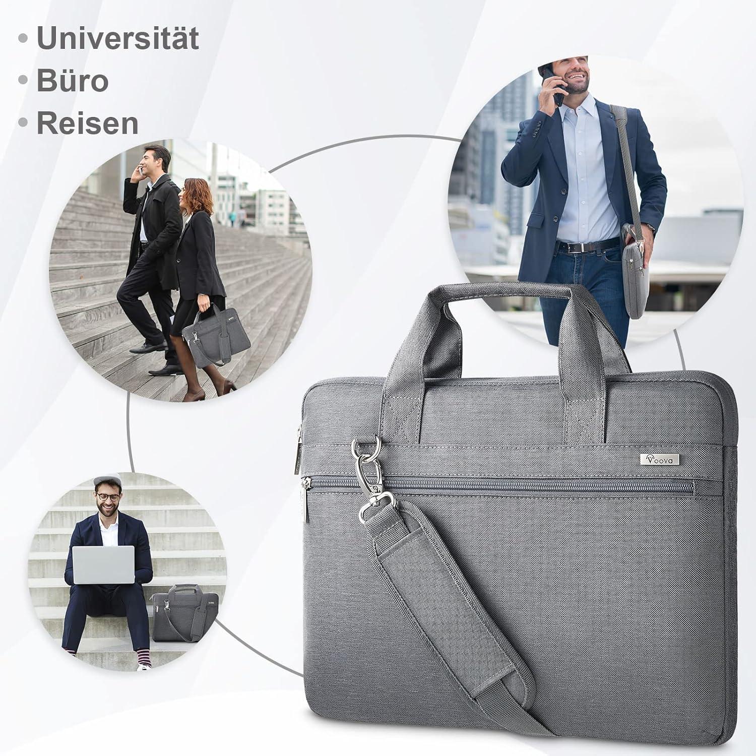Voova Laptoptasche 14-16 Zoll Wasserdicht 360°Schutz Grau MacBook Dell ASUS HP