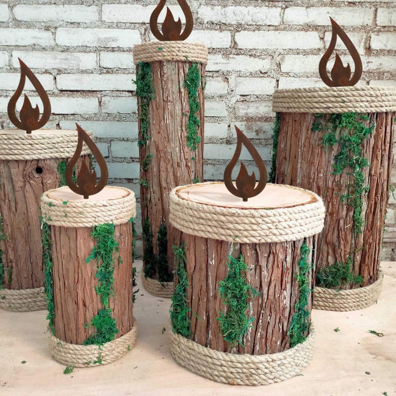 10er Set Rostige Flamme Deko Weihnachten Garten Advent 12x6cm