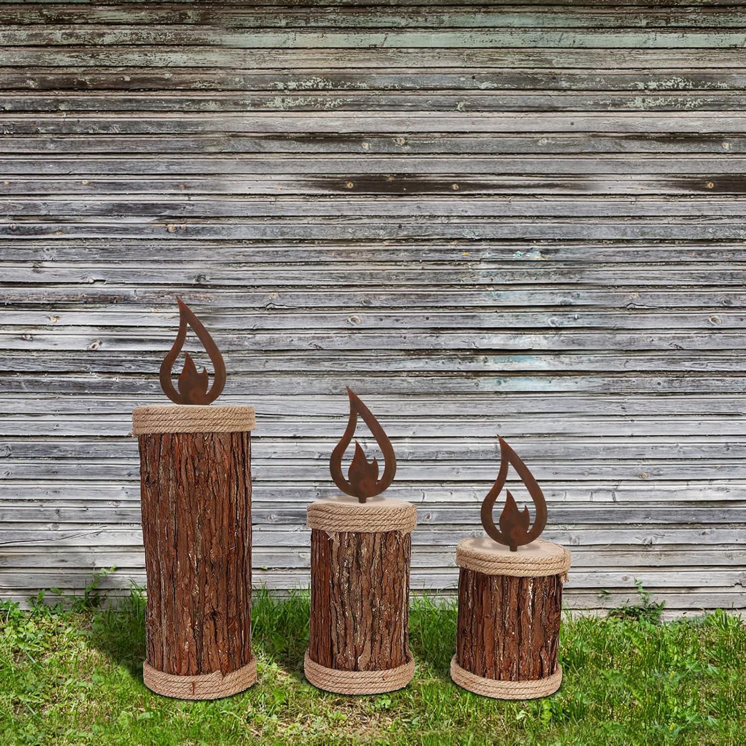 10x Rostige Flamme Edelrost Weihnachtsdeko Garten Kerze Advent 12x6cm