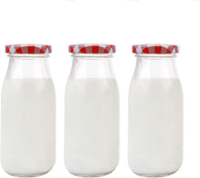 Dekorative Milchflaschen Gingham-Deckel 3 Stück 250 ml