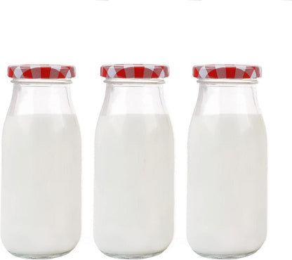 Dekorative Milchflaschen Gingham-Deckel 3 Stück 250 ml