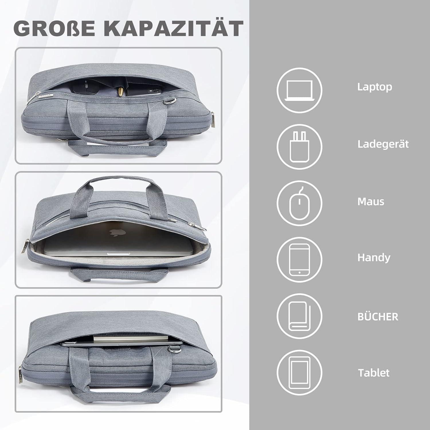 Voova Laptoptasche 360°Schutz 17,3 Zoll Wasserdicht Grau - Kompatibel mit Apple Dell HP@Tablet - Stoßfest Umhängetasche