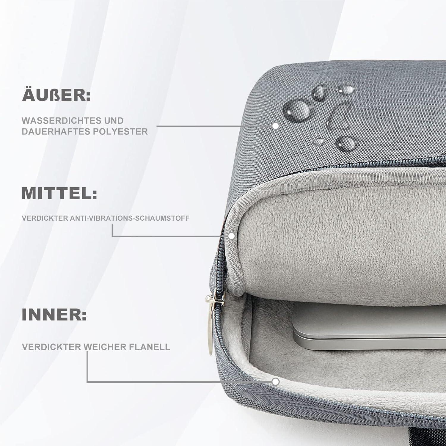 Voova Laptoptasche 17-17,3 Zoll Wasserdicht Stoßfest Umhängetasche Grau Apple