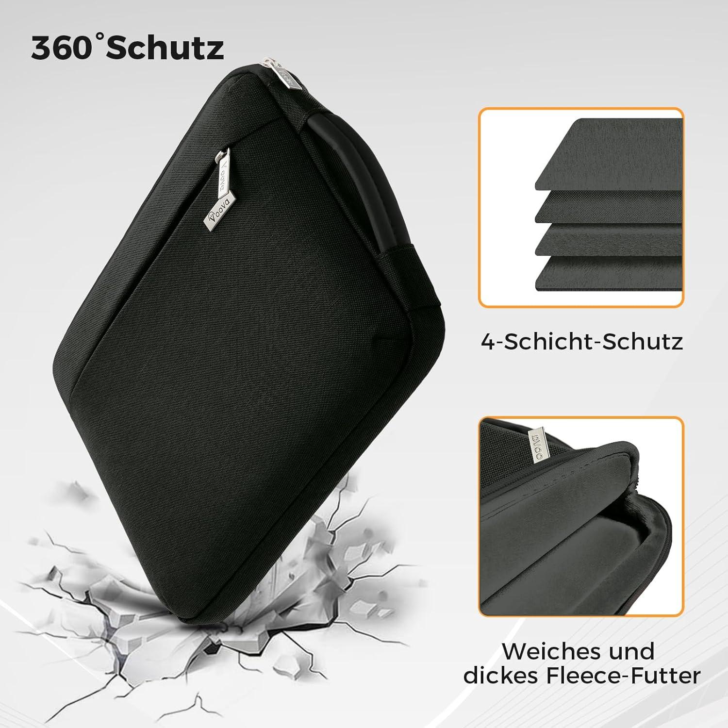 Voova Laptop Hülle 14 Zoll MacBook Air Laptoptasche Schwarz 360°Schutz
