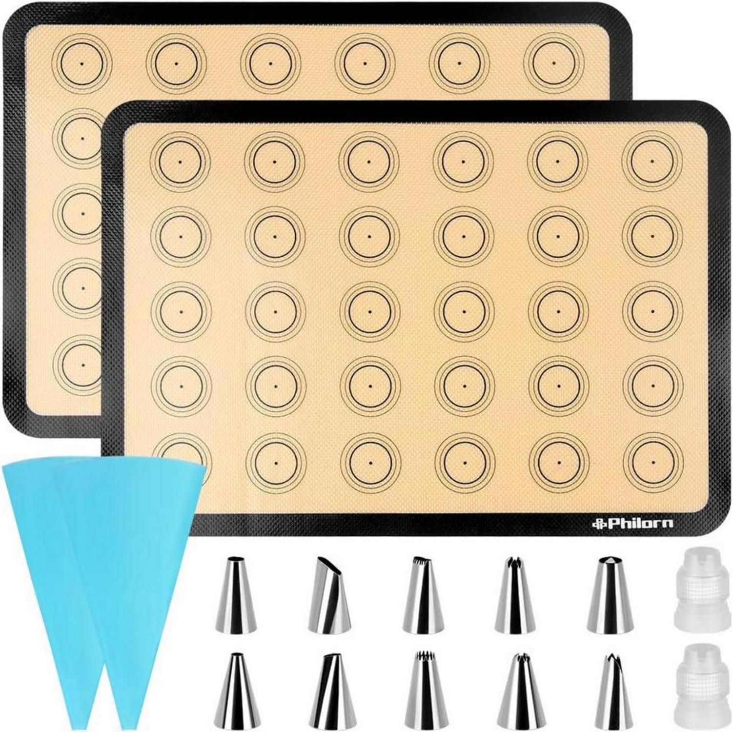 Silikon Backmatte für Macarons mit 40 Löchern und 14 Düsen