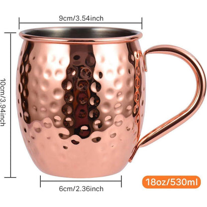 Handgefertigtes Moscow Mule Kupferbecher Set + Zubehör