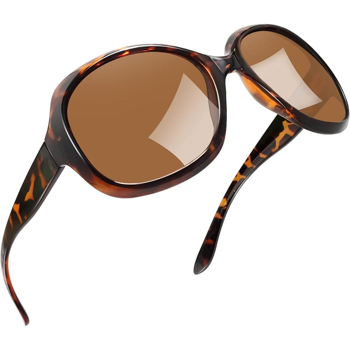 Übergroße Damen Sonnenbrille polarisiert UV400 Schildpatt Braun