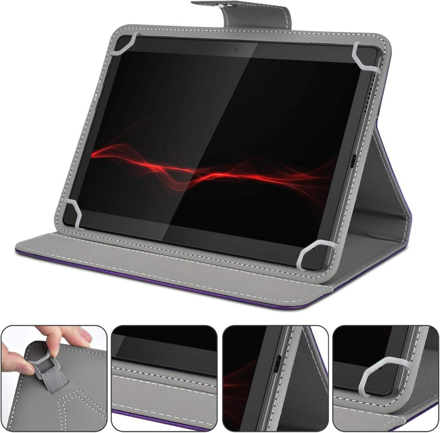 Tablet Hülle 10 Zoll Universal Schutzhülle Lila Magnetisch PU-Leder