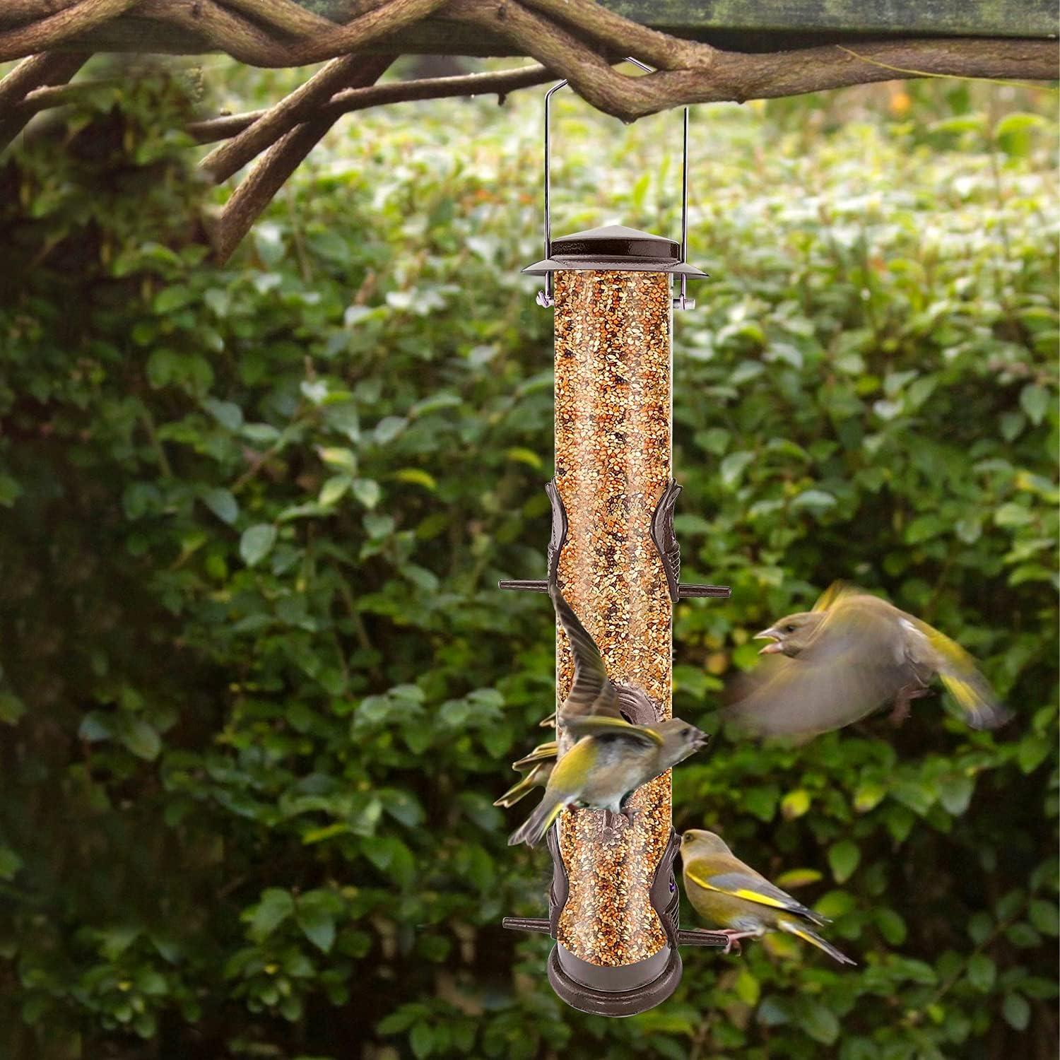Metall Vogelfutterspender mit 6 Anschlüssen, wetterfest, Braun