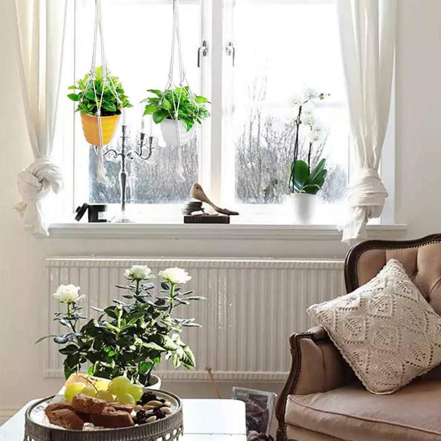 6er Set Makramee Blumenampel Baumwollseil Hängeampel Blumentopf Innen