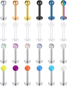 Tragus Helix Lippenpiercing Labret Set 316L Edelstahl Bioflex 16G