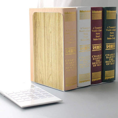 Qualsen Buchstütze Metall Bücherstützen Holzimitat 4 Paare