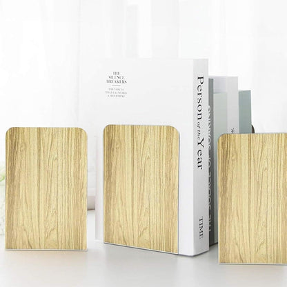 Qualsen Buchstütze Metall Bücherstützen Holzimitat 4 Paare