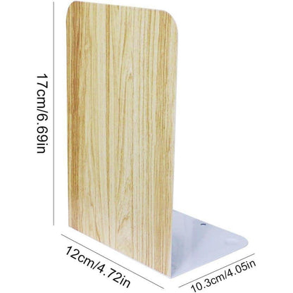 Qualsen Buchstütze Metall Bücherstützen Holzimitat 4 Paare