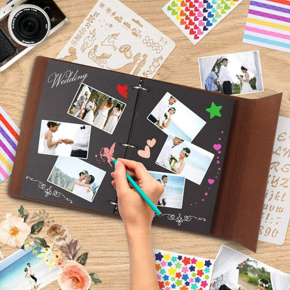 Selbstgestaltetes Fotoalbum mit 30 schwarzen Seiten & Kraftpapier