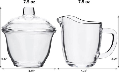 NicunomGlas Milch Zucker Set Transparent Zuckerdose