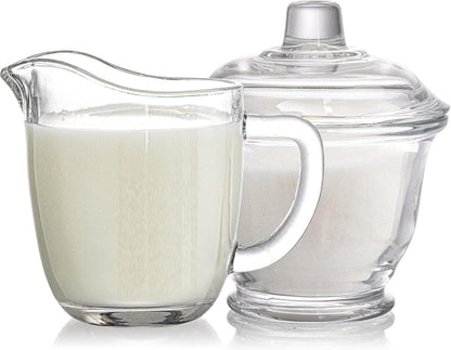 Glas Milch und Zucker Set mit Sahnekännchen 200 ml