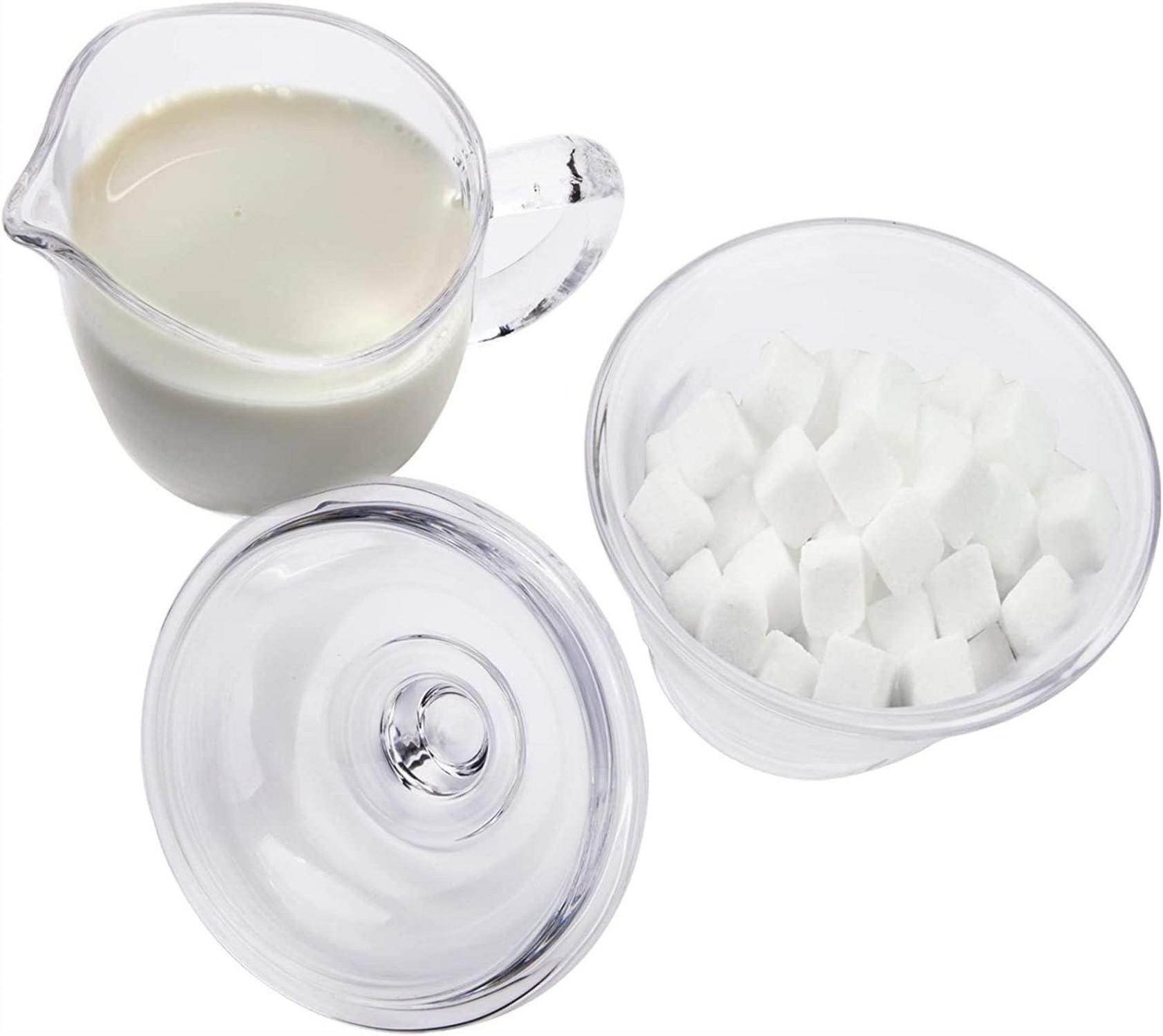 Nicunom Glas Milch Zucker Set Zuckerdose Sahnekännchen 200mlTransparent