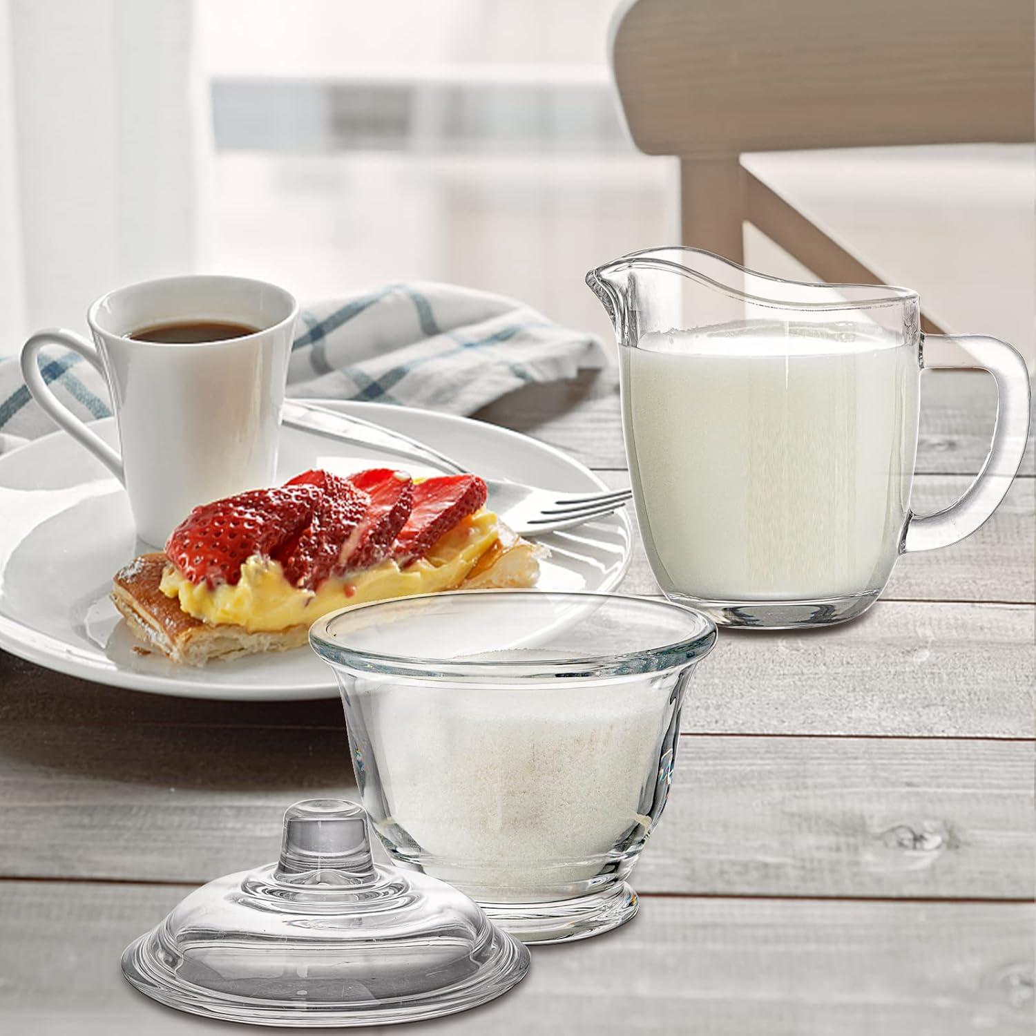 Nicunom Glas Milch Zucker Set Transparent Zuckerdose Tee Kaffeeservice Sahne