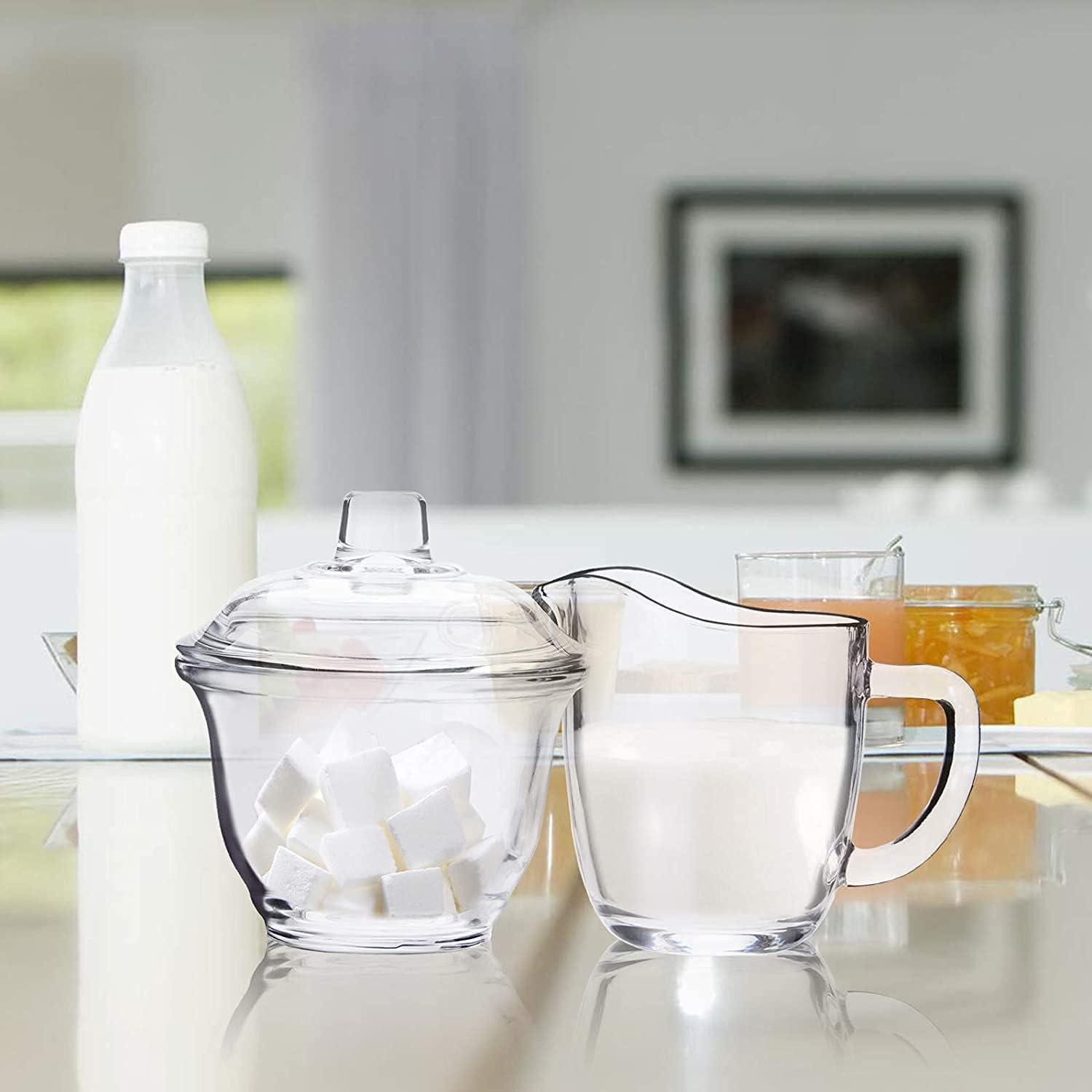 Nicunom Glas Milch Zucker Set Transparent Zuckerdose Tee Kaffeeservice Sahne