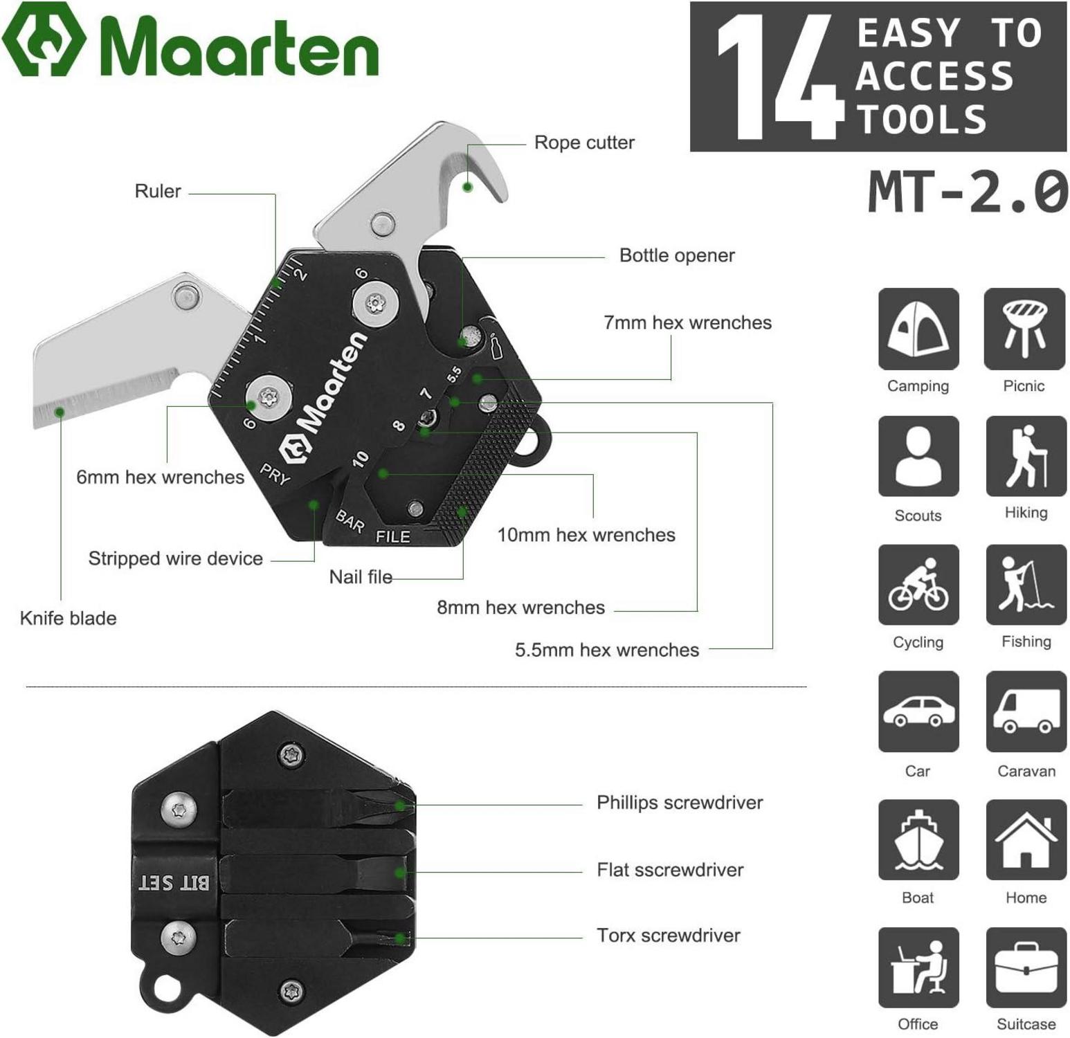 Maarten 14-in-1 Multifunktions Schlüsselanhänger EDC
