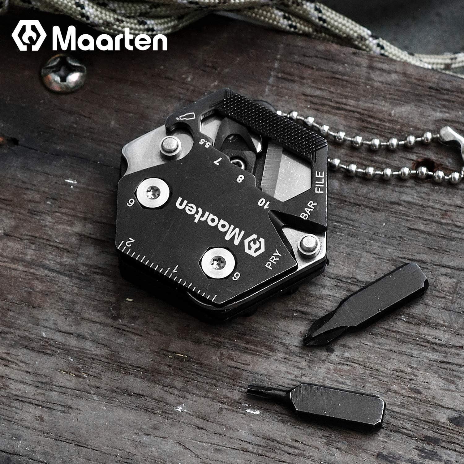 Maarten Mini Multitool Schlüsselanhänger 14-in-1 Edelstahl Hexagon Werkzeug