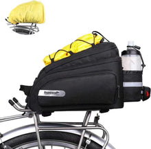 Fahrrad Gepäckträgertasche 12L Schwarz mit Regenschutz & Schultergurt