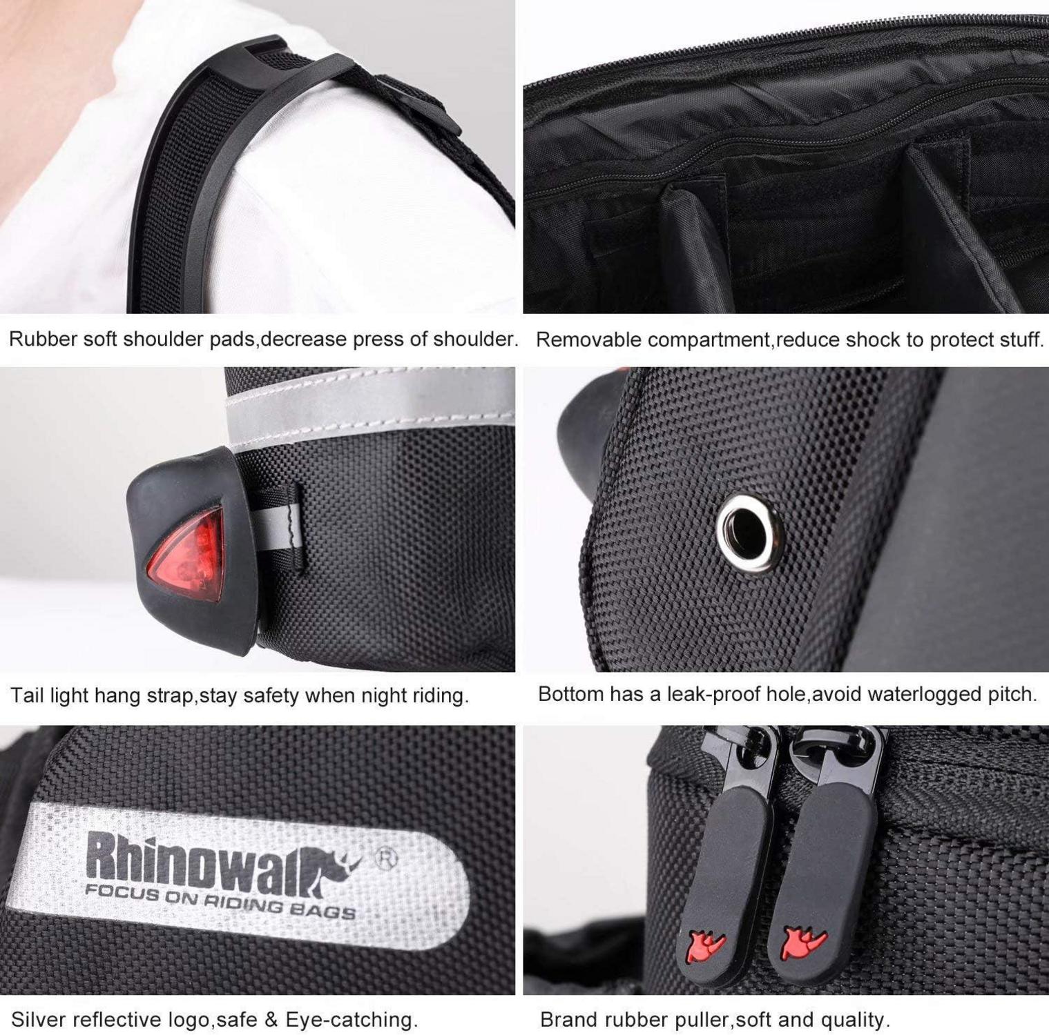 Fahrrad Gepäckträgertasche 12L Schwarz mit Regenschutz und Schultergurt
