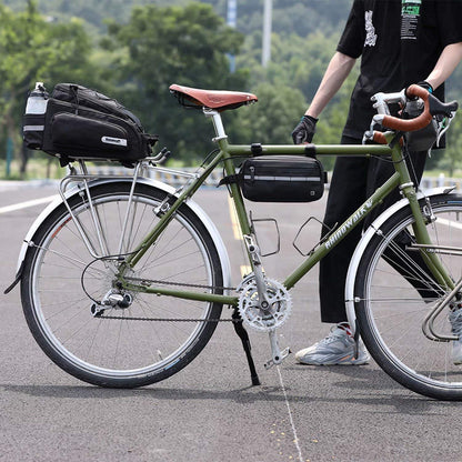 Fahrrad Gepäckträgertasche 12L Schwarz mit Regenschutz und Schultergurt